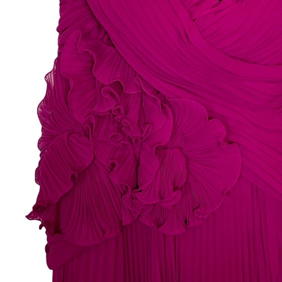 DAYMOR COUTURE 811SC RUFFLE FLORAL ACCENTED SWEETHEART PLEATED STRAPLESS GOWN - Picture 8 of 13